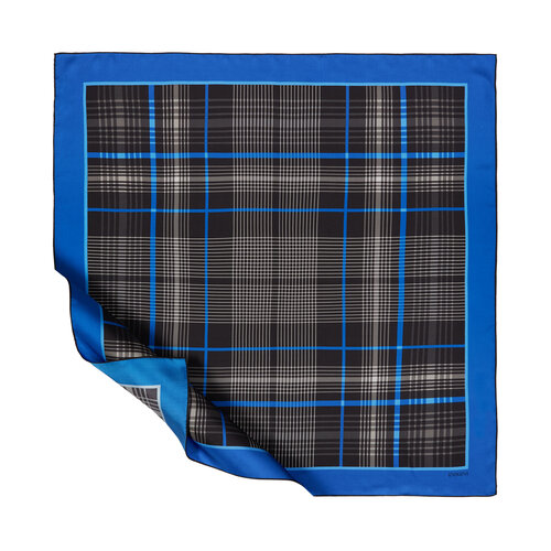 Sax Blue Castle Plaid Silk Twill Scarf