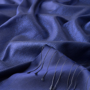 Sax Blue Duchess Lurex Silk Scarf - Thumbnail