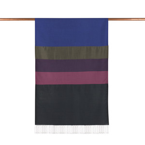 ipekevi - Sax Blue Kushak Striped Silk Scarf (1)