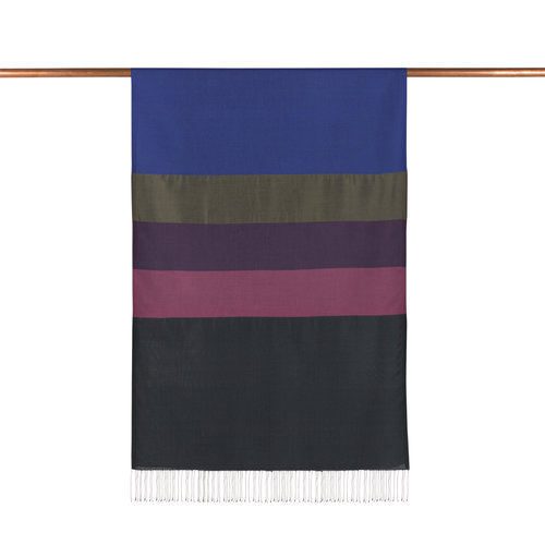 Sax Blue Kushak Striped Silk Scarf