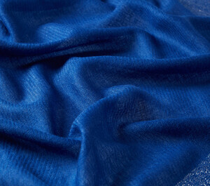 Sax Blue Lurex Border Wool Silk Scarf - Thumbnail