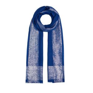 ipekevi - Sax Blue Lurex Border Wool Silk Scarf (1)