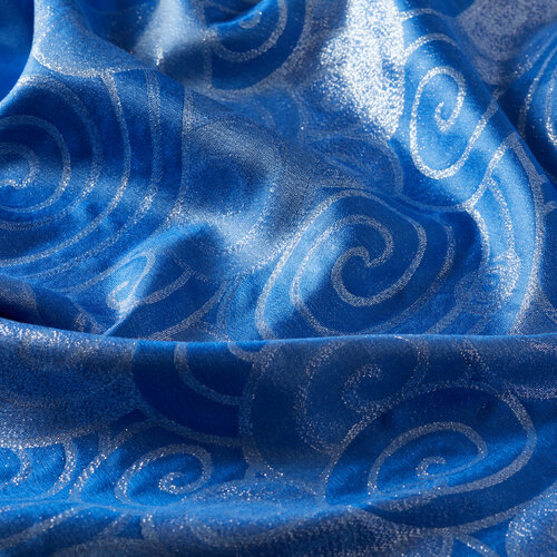 Sax Blue Lurex Spiral Silk Scarf
