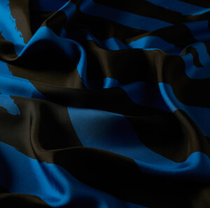 Sax Blue Macro Zebra Print Silk Twill Scarf - Thumbnail