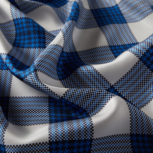 ipekevi - Sax Blue Marled Plaid Twill Silk Scarf (1)