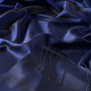 Sax Blue Meridian Striped Silk Scarf - Thumbnail