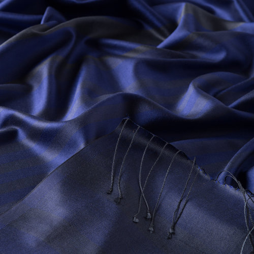 Sax Blue Meridian Striped Silk Scarf