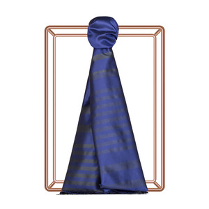 Sax Blue Meridian Striped Silk Scarf - Thumbnail
