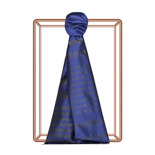 Sax Blue Meridian Striped Silk Scarf