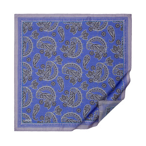 Sax Blue Mezopotamya Model 04 Print Tencel Scarf - Thumbnail