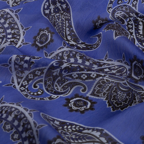 Sax Blue Mezopotamya Model 04 Print Tencel Scarf