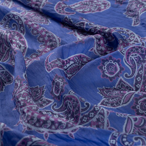 ipekevi - Sax Blue Mezopotamya Model 04 Print Tencel Scarf (1)