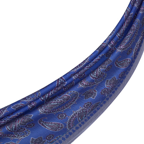 Sax Blue Mezopotamya Model 04 Print Tencel Scarf