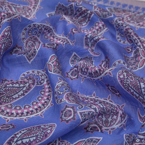 Sax Blue Mezopotamya Model 04 Print Tencel Scarf