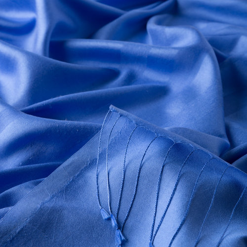 Sax Blue Mono Striped Silk Scarf