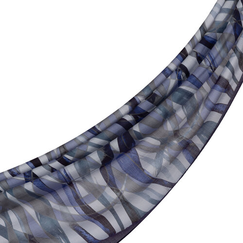 Sax Blue Mono Wave Print Tencel Scarf