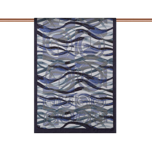 ipekevi - Sax Blue Mono Wave Print Tencel Scarf (1)
