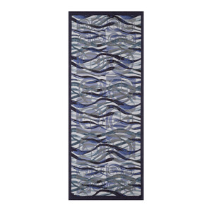 Sax Blue Mono Wave Print Tencel Scarf - Thumbnail