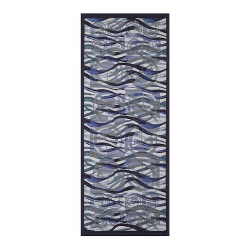 Sax Blue Mono Wave Print Tencel Scarf
