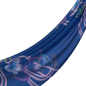 ipekevi - Sax Blue Mystic Garden Print Tencel Scarf