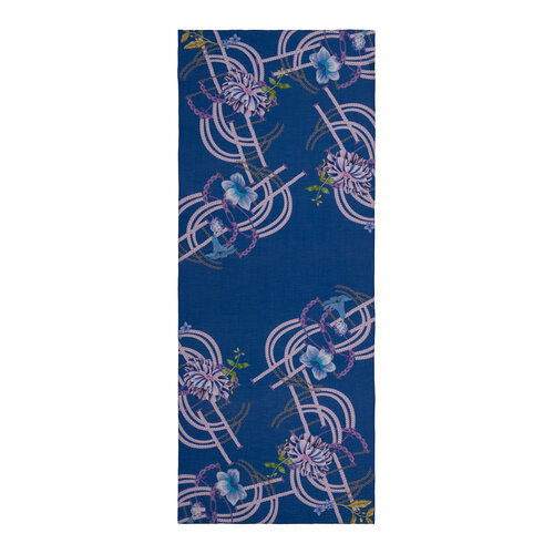 Sax Blue Mystic Garden Print Tencel Scarf