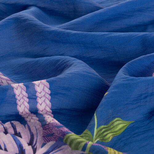 Sax Blue Mystic Garden Print Tencel Scarf