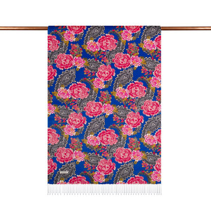 ipekevi - Sax Blue Nevbahar Print Silk Scarf (1)