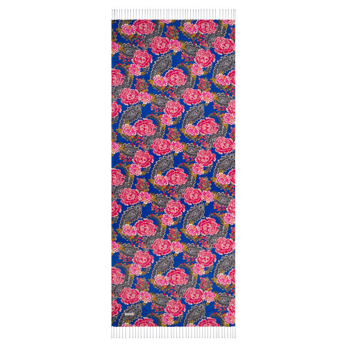 Sax Blue Nevbahar Print Silk Scarf