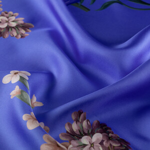 ipekevi - Sax Blue Night Blossom Twill Silk Scarf (1)