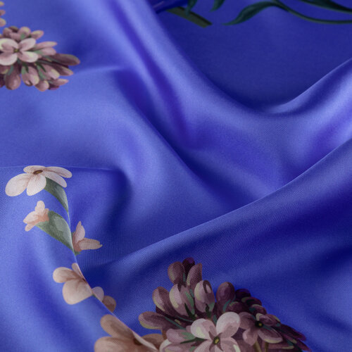 Sax Blue Night Blossom Twill Silk Scarf