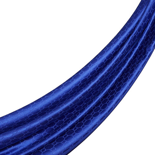 Sax Blue Patterned Silk Scarf