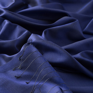 Sax Blue Plain Silk Scarf - Thumbnail