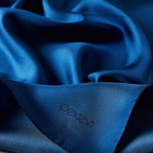 Sax Blue Plain Silk Twill Scarf - Thumbnail