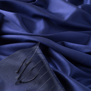 Sax Blue Reversible Silk Scarf - Thumbnail