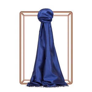 Sax Blue Reversible Silk Scarf - Thumbnail