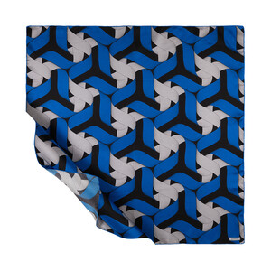 Sax Blue Ribbon Print Silk Twill Scarf - Thumbnail