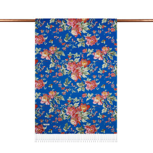 ipekevi - Sax Blue Rose Bloom Print Silk Scarf (1)