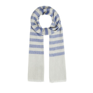 ipekevi - Sax Blue Striped Linen Cotton Scarf (1)