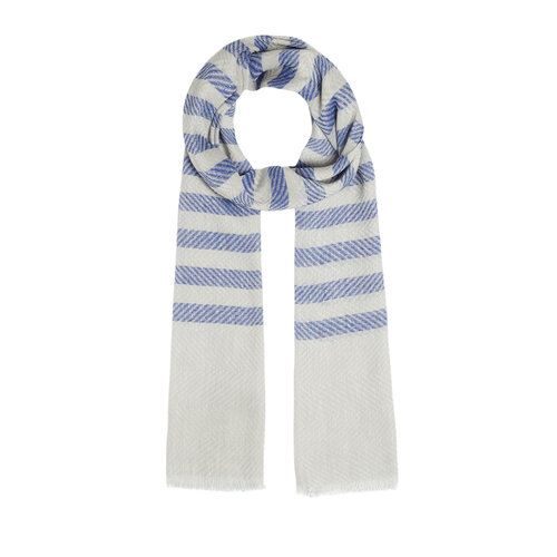 Sax Blue Striped Linen Cotton Scarf