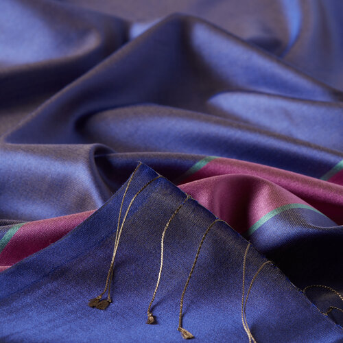 Sax Blue Striped Silk Scarf