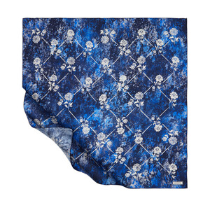 Sax Blue Vintage Wall Twill Silk Scarf - Thumbnail