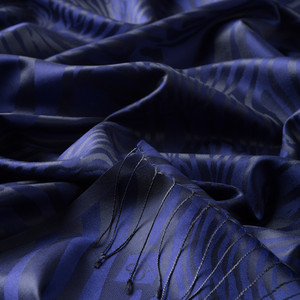 Sax Blue Zebra Jacquard Silk Scarf - Thumbnail