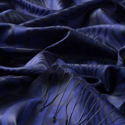 Sax Blue Zebra Jacquard Silk Scarf