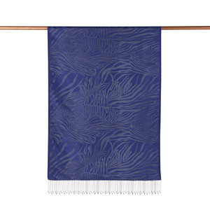 Sax Blue Zebra Jacquard Silk Scarf - Thumbnail