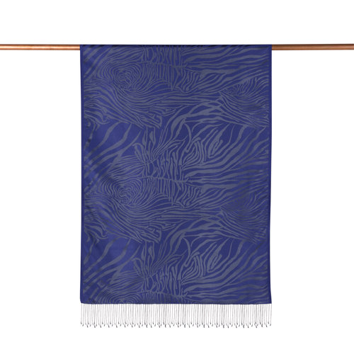 Sax Blue Zebra Jacquard Silk Scarf