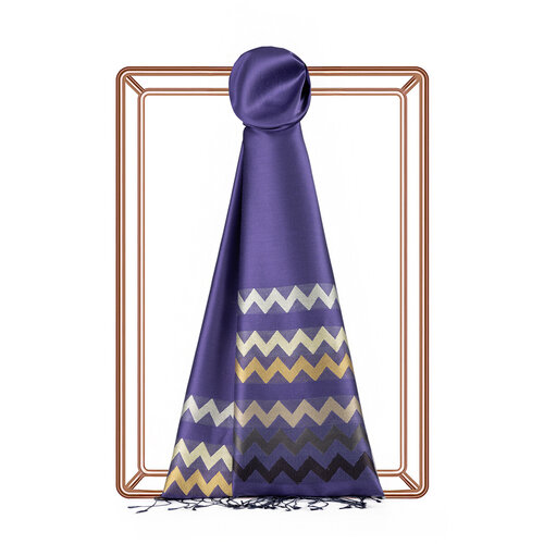 Sax Blue Zigzag Silk Scarf