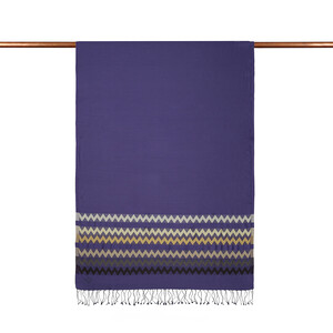 Sax Blue Zigzag Silk Scarf - Thumbnail