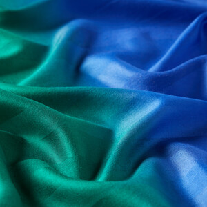 Sax Emerald Mono Striped Gradient Silk Scarf - Thumbnail