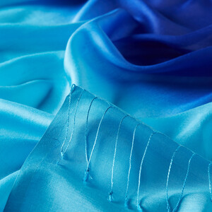 Sax Turquoise Gradient Silk Scarf - Thumbnail
