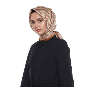 Şeftali Marin Tivil İpek Eşarp - Thumbnail